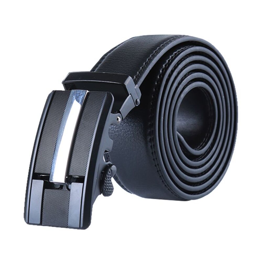 Automatic Ratchet Leather Belt with Alloy Buckle Wide 1 1/2" 110cm Black